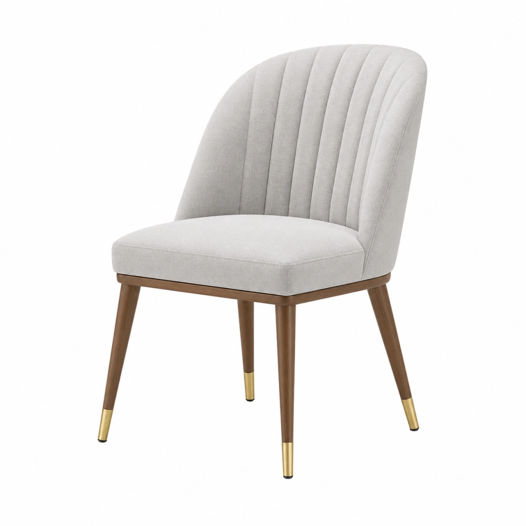 Sedia da pranzo 50x60x86 cm in tessuto grigio chiaro con gambe in legno stile moderno