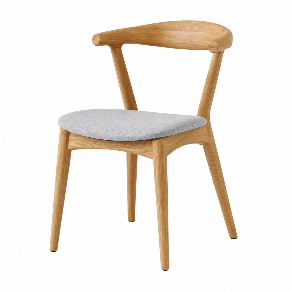 Sedia da pranzo 54 x 55 x 78 cm in legno naturale con seduta imbottita grigia stile nordico