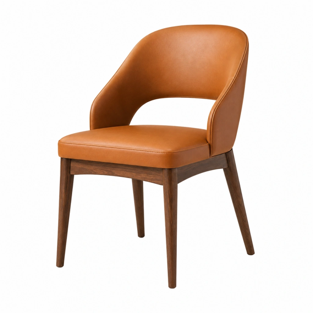 Sedia da pranzo 58 x 60 x 82 cm in similpelle cognac con struttura in legno - stile moderno