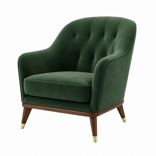Poltrona 78 x 82 x 95 cm in velluto verde con struttura in legno - stile classico