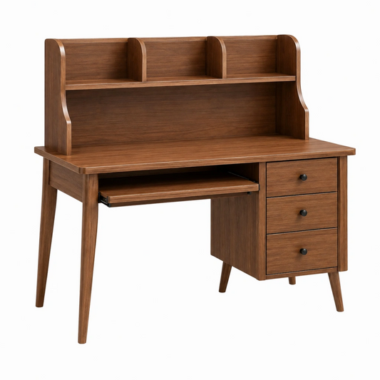 Scrivania 110 x 60 x 120 cm in legno marrone con cassetti stile retrò