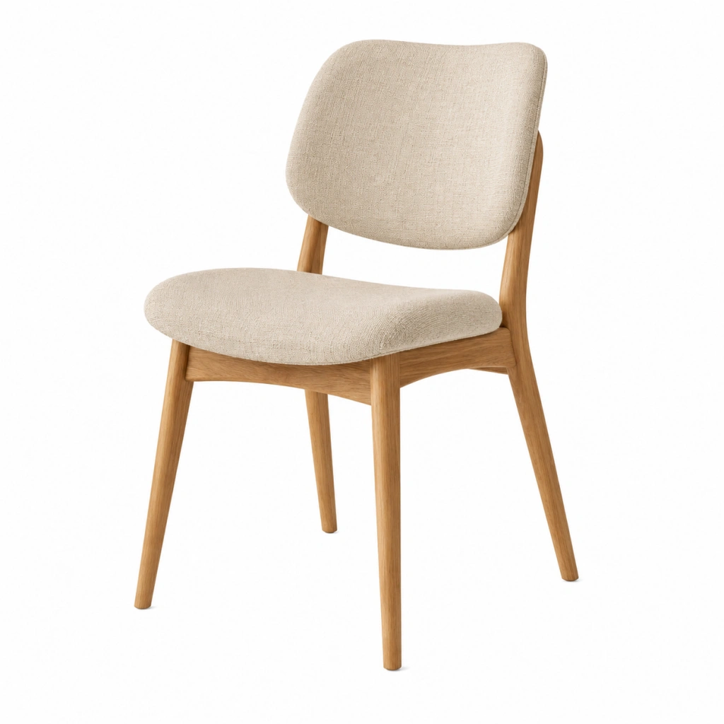 Sedia da pranzo 50 x 55 x 82 cm in legno e tessuto beige stile moderno