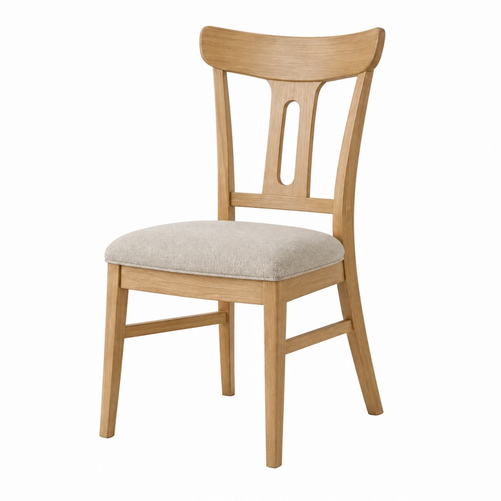 Sedia da pranzo 45 x 50 x 95 cm in legno naturale con seduta imbottita beige - stile classico