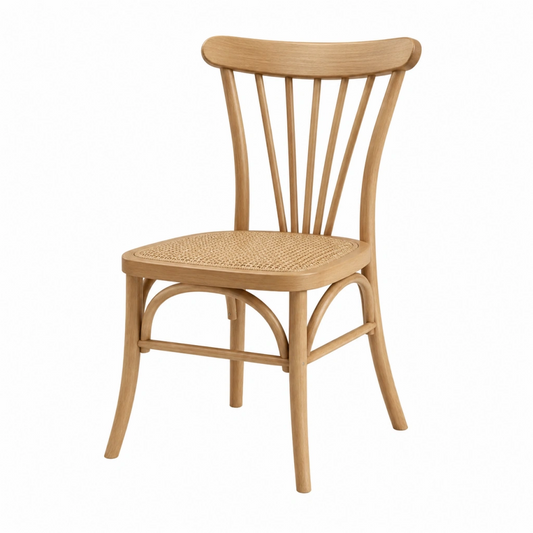 Sedia da pranzo 46 x 52 x 88 cm in legno naturale con seduta in rattan intrecciato stile classico