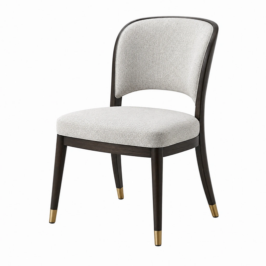 Sedia da pranzo 53 x 60 x 86 cm in tessuto beige e legno scuro - imbottita stile contemporaneo