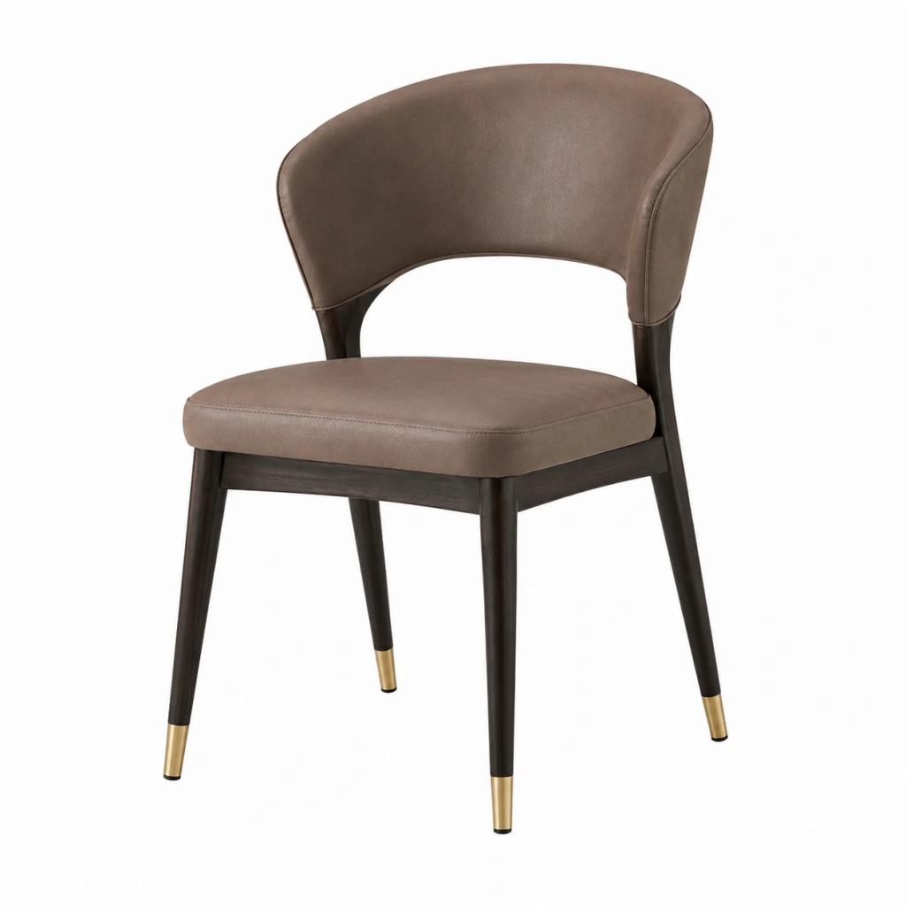 Sedia da pranzo 55 x 58 x 79 cm in similpelle marrone con struttura in legno stile moderno