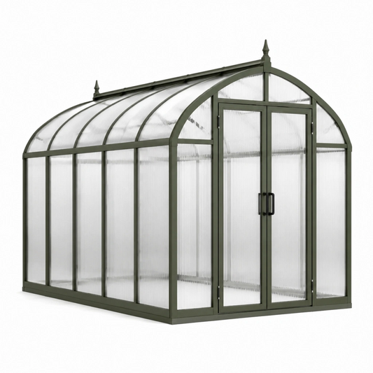 Serra da giardino 300 x 190 x 220 cm in alluminio verde con pannelli trasparenti a volta per coltivazione