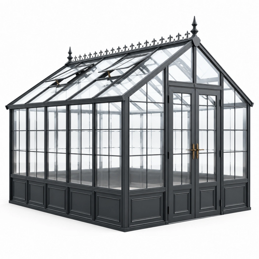 Serra da giardino 300 x 240 x 250 cm in vetro e metallo nero - stile vittoriano