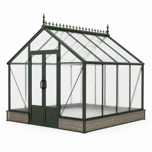 Serra da giardino 300 x 240 x 250 cm in metallo verde con pannelli trasparenti - stile vittoriano